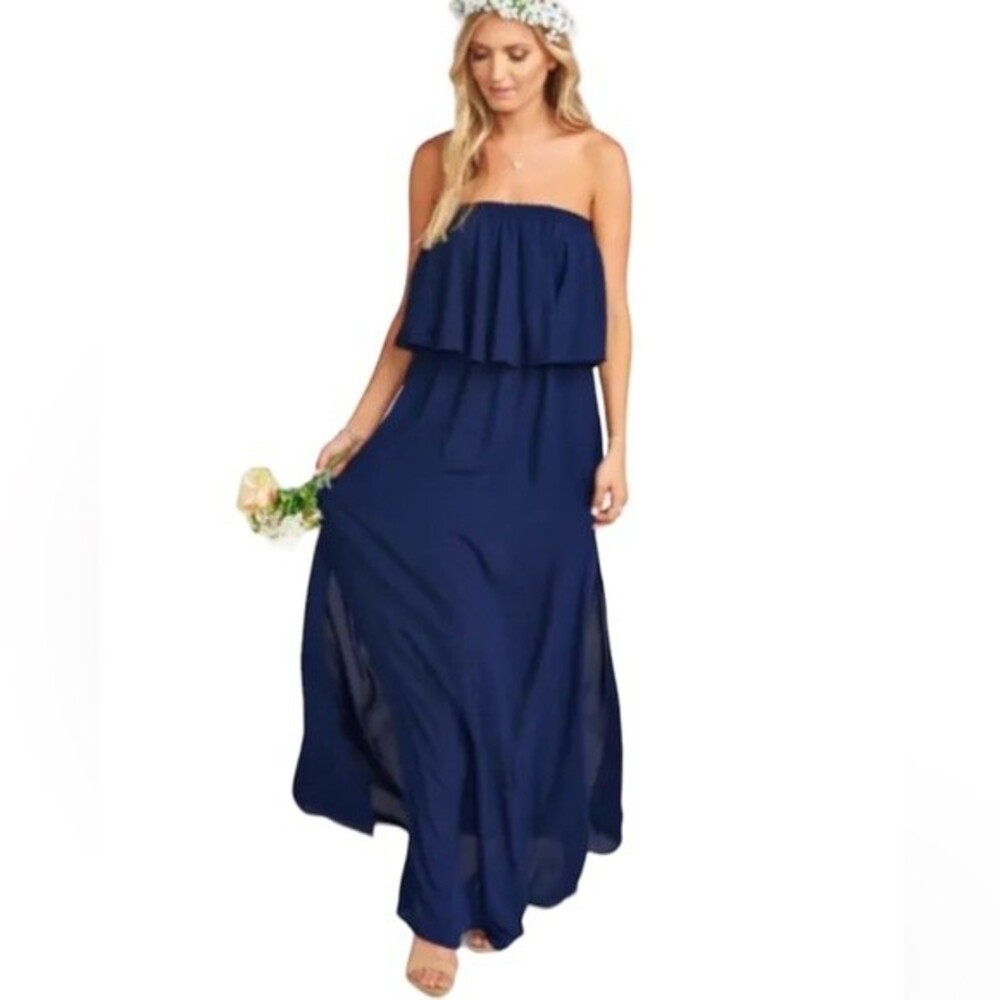 NWT Show Me Your Mumu Hacienda Maxi Dress Rich Navy Crisp Size Small - Picture 2 of 10